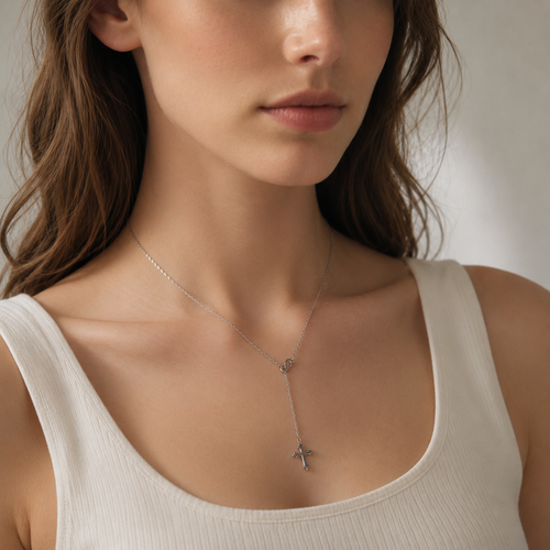silver necklace with cross pendant