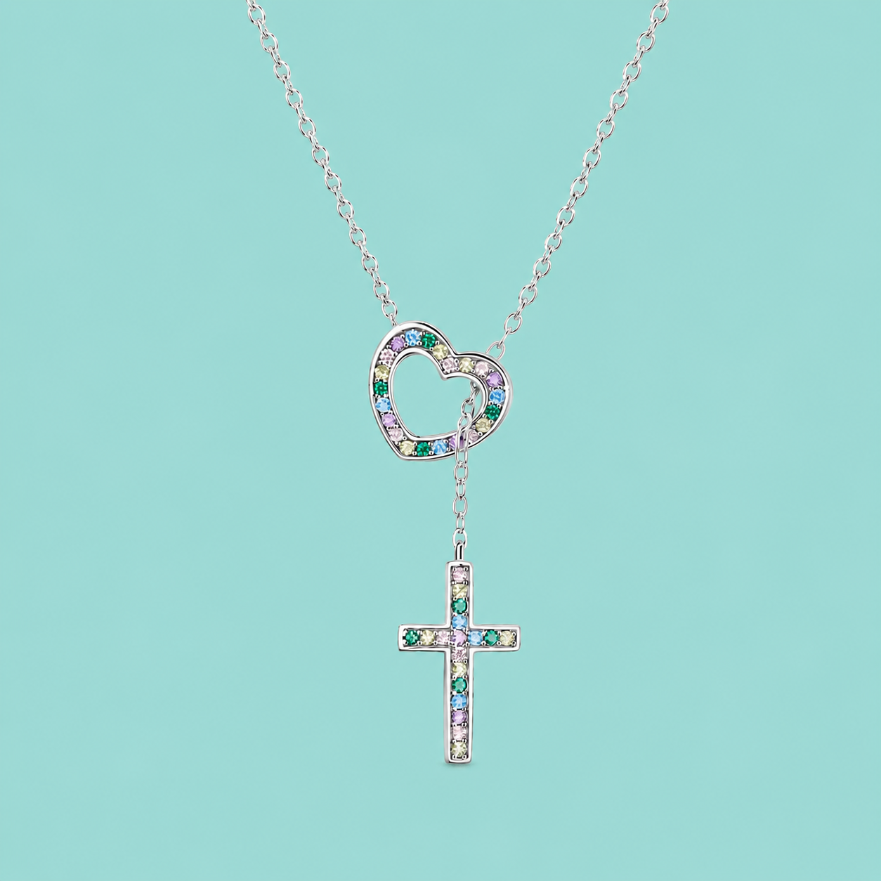 cross necklace with heart