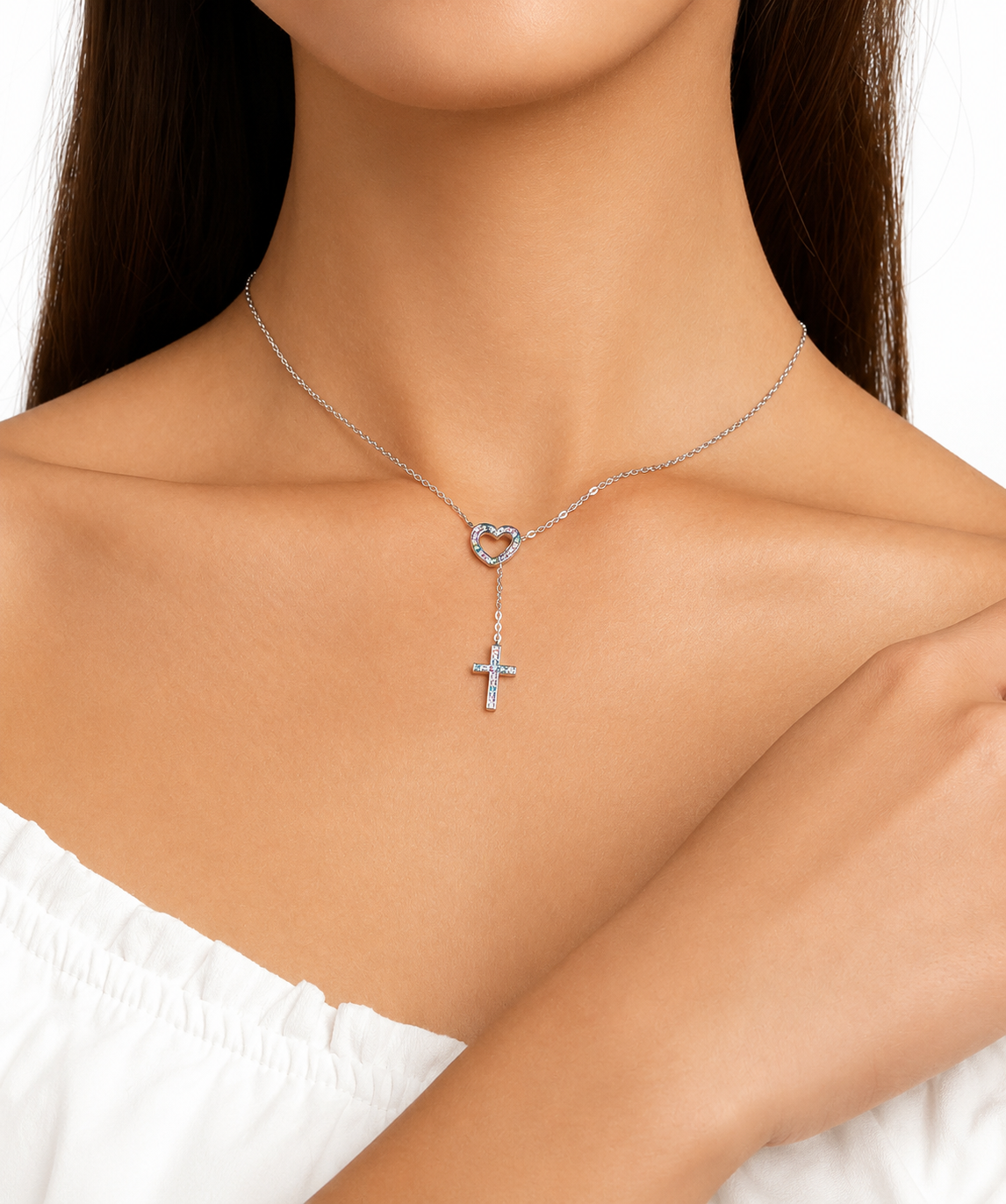 rainbow heart necklace