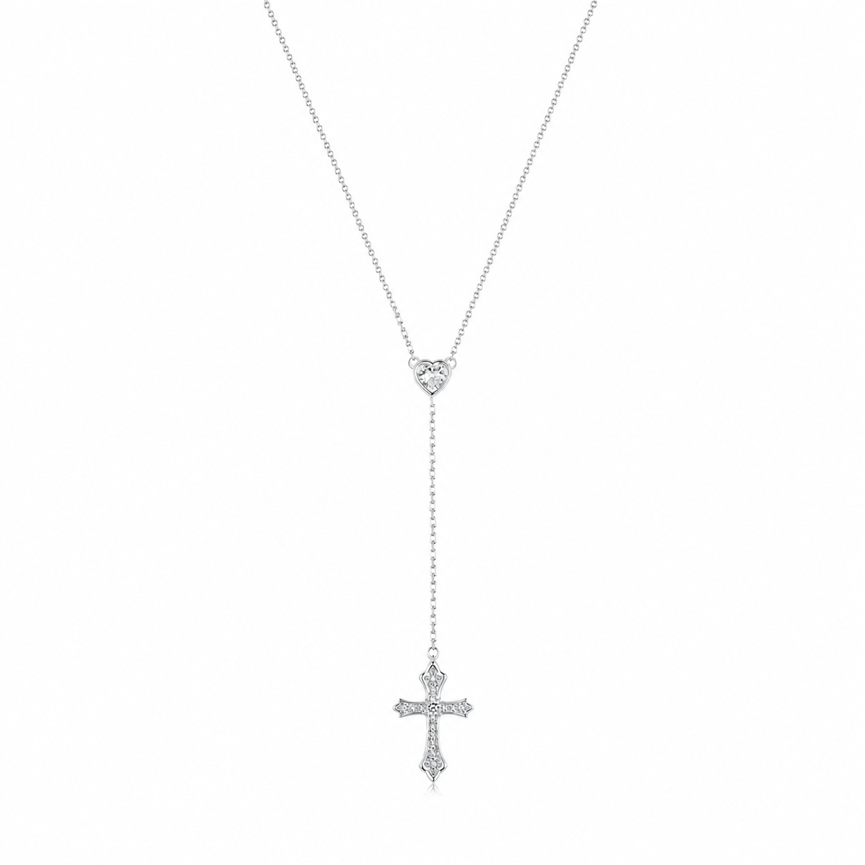 cross necklace with heart
