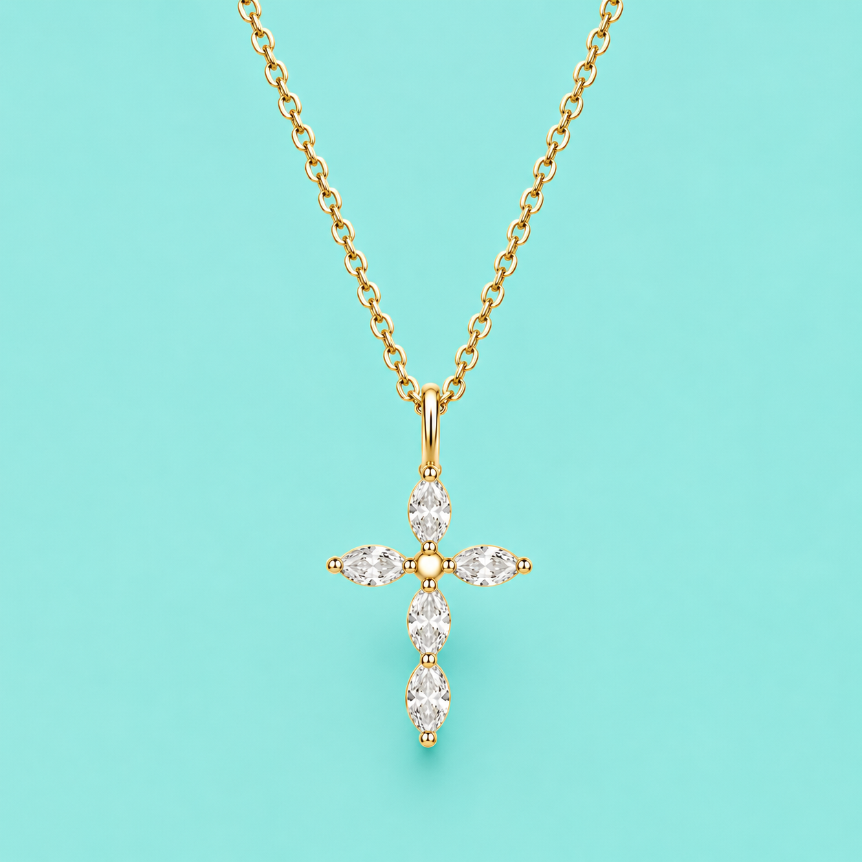 moissanite gold cross pendant