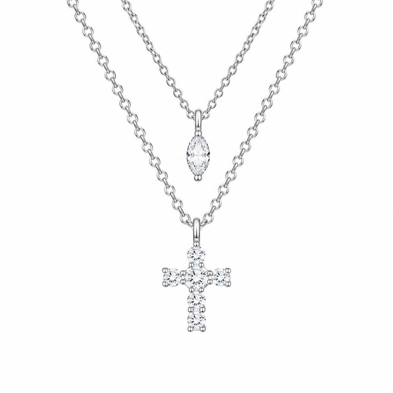 layered cross necklace