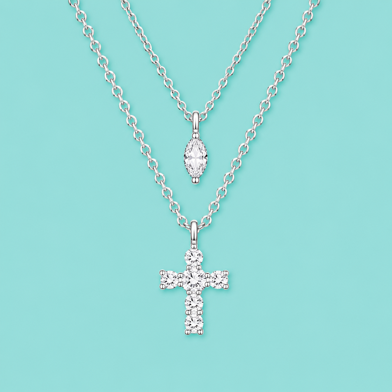 double layer cross necklace