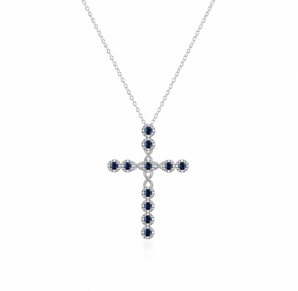 blue zircon cross necklace