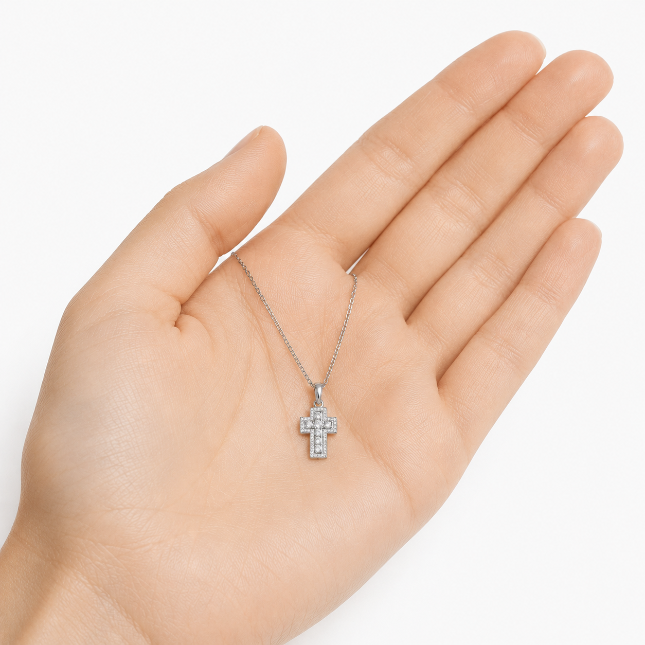 cross pendant with zircon stones