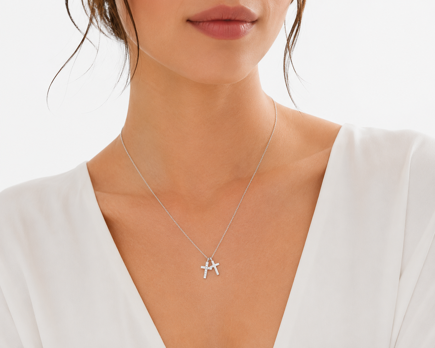 two cross pendant necklace