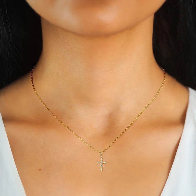 14k gold cross necklace